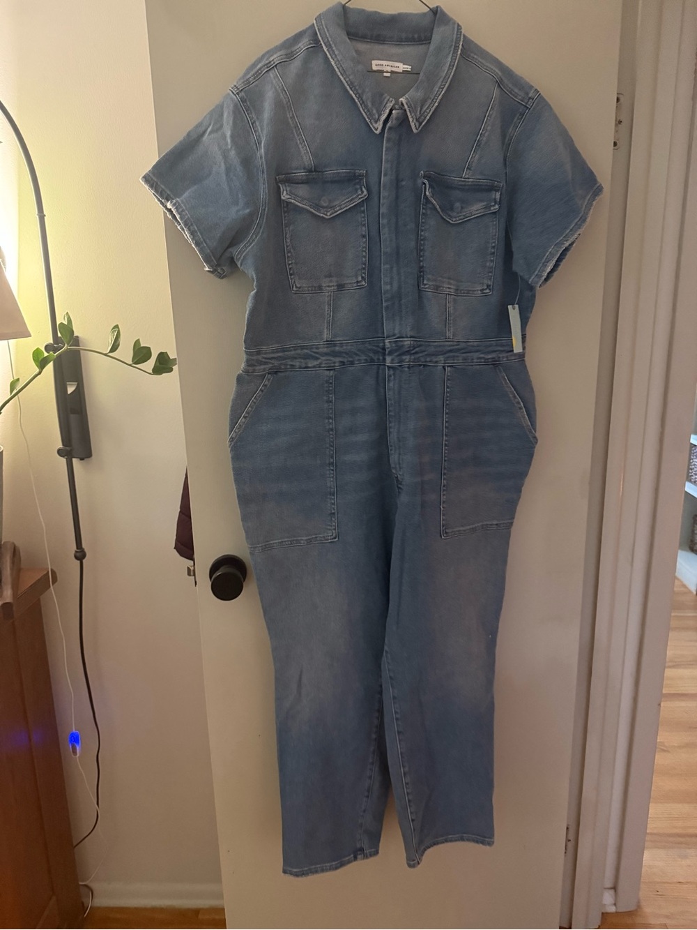 Good American Light Denim Coveralls